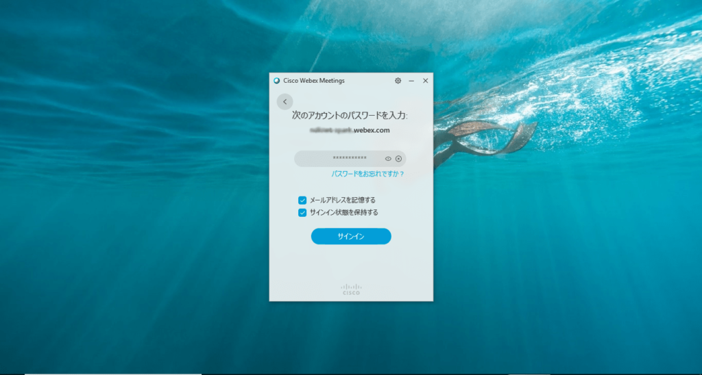 パスワードを入力してサインイン